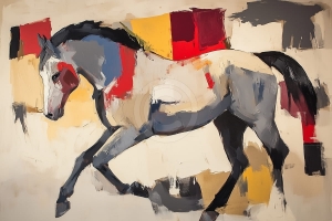 Cal in miscare pe fundal geometric