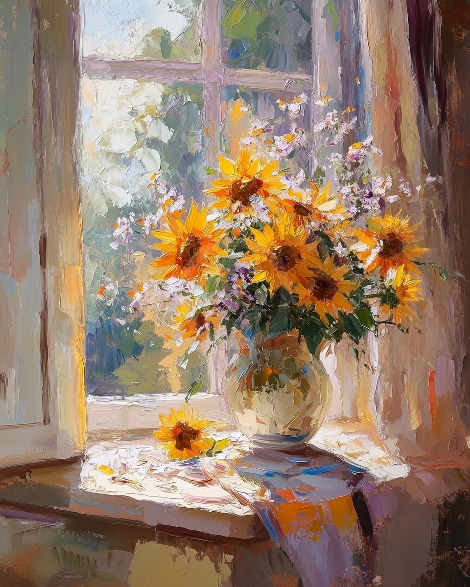 Floarea-soarelui la fereastra