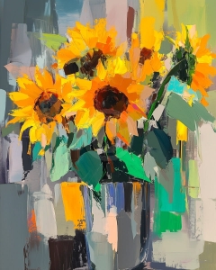 Buchet de floarea-soarelui in stil abstract