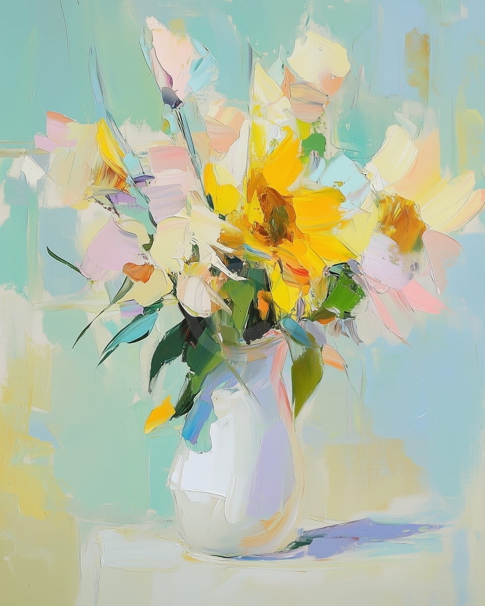 Tablou Buchet pastelat cu floarea-soarelui