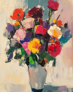 Buchet colorat in vaza