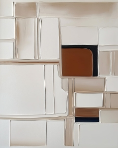 Compozitie geometrica in alb, bej si brun