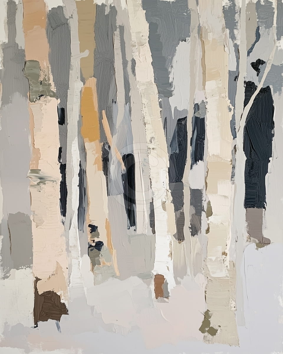 Tablou Copaci in padure iarna