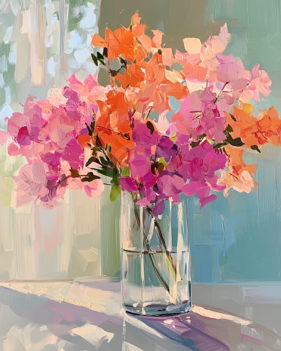 Tablou Bougainvillea in vaza de sticla