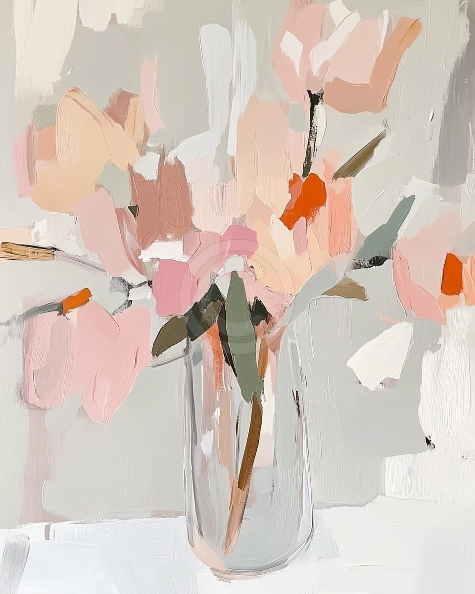 Tablou Flori minimaliste in tonuri pastel