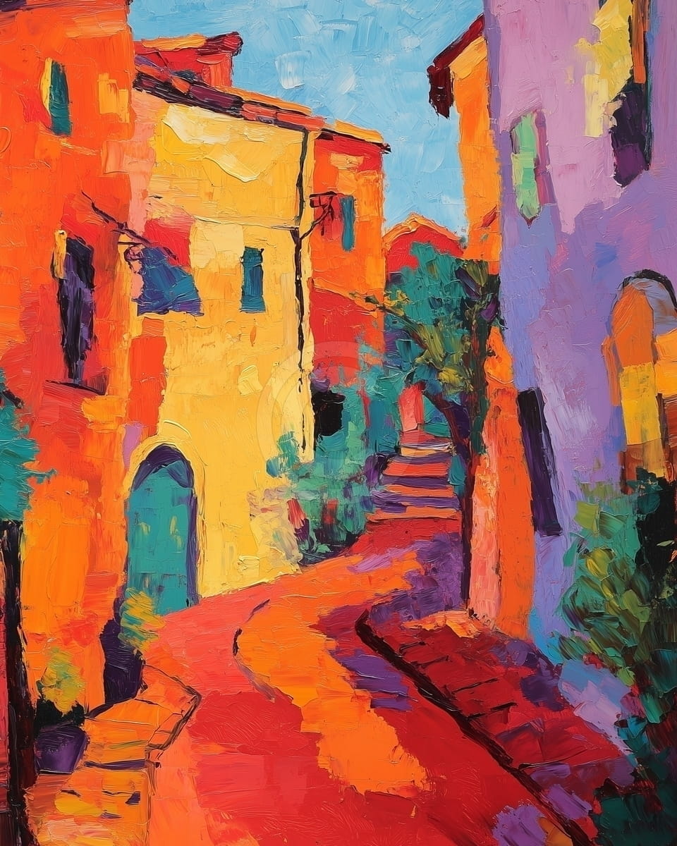 Tablou Straduta ingusta in lumina calda