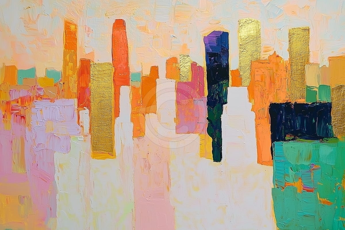 Tablou Silueta aurie a orasului