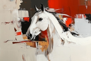 Cal alb pe fundal abstract rosu