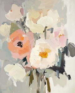 Bujori delicati pe fundal neutru