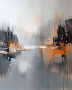 Lac abstract in ceata la apus