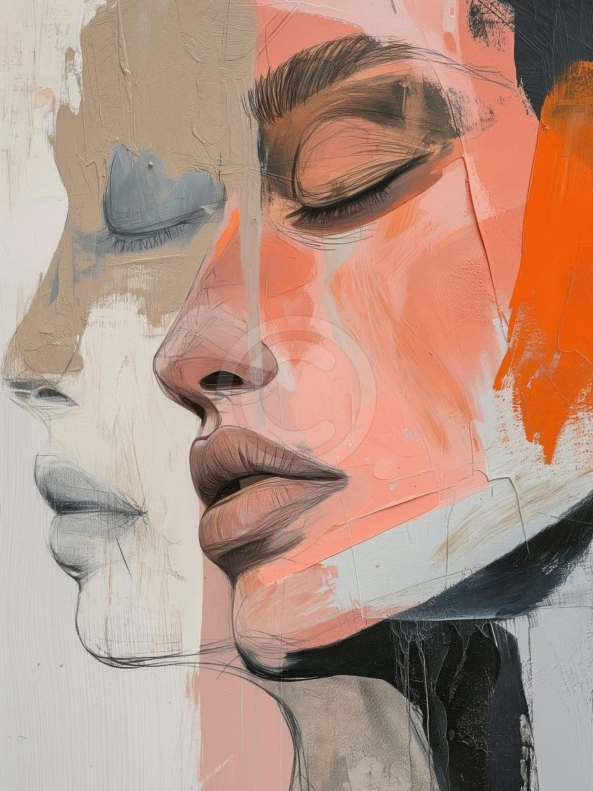 Tablou Doua fete cu ochii inchisi